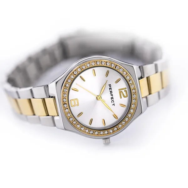 Női kétszínű Perfect quartz karóra 34 mm, kristályos, WR30 + díszdoboz