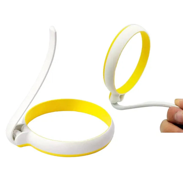 Szilikon tojásforma és mini palacsinta-keret, 10 cm, 2 db, sárga/fehér