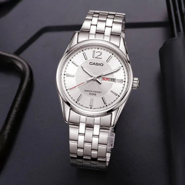 Casio MTP-1335D-7A férfi karóra, rozsdamentes acél, ezüst, WR50