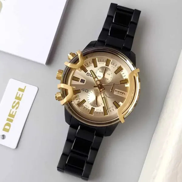 Diesel Griffed DZ4525 férfi karóra, fekete-arany, 48 mm, kronográf, 5 ATM