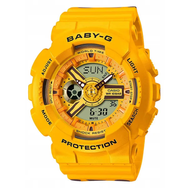Casio G-Shock BA-110XSLC-9A férfi sárga ütésálló karóra, 100 m vízálló LED