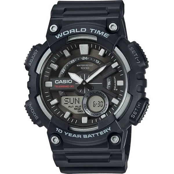 Casio AEQ-110W-1AVEF férfi sport karóra, fekete, quartz, 100 m vízálló