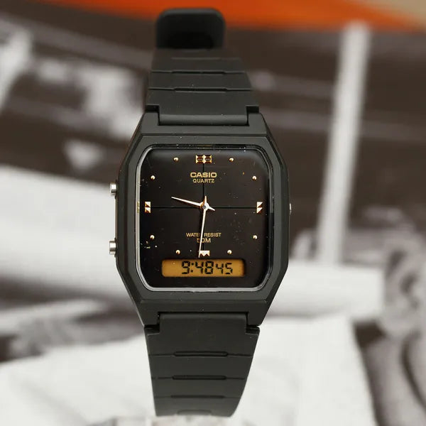 Casio AW-48HE-1AVDF női karóra, fekete, analóg-digitális, WR50