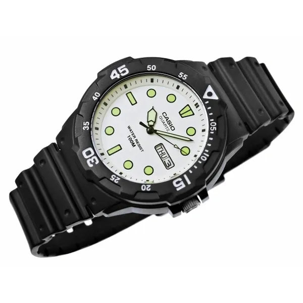 Casio MRW-200H-7EVEF férfi kvarc karóra, WR100, fehér számlap, műanyag