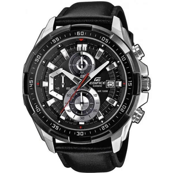 Casio Edifice EFR-539L-1AVUEF férfi kronográf karóra, 48mm, WR100, bőr szíj