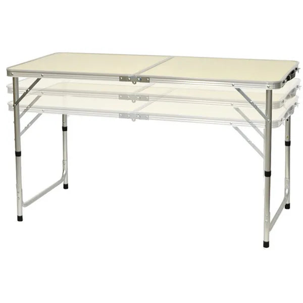 Összecsukható alumínium kempingasztal szett 120×60 cm 4 székkel bőröndben
