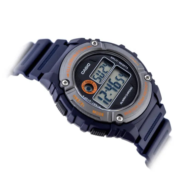 Casio W-216H-2BVDF férfi digitális sportóra, WR50, 42 mm, sötétkék