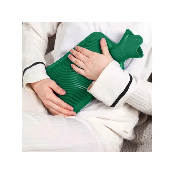 2 l zöld melegvizes palack vastag gumiból, szivárgásmentes 34×19 cm