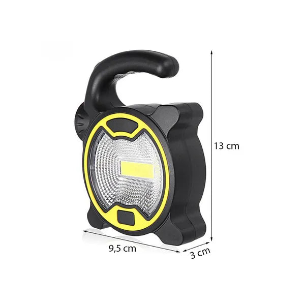 COB LED műhelylámpa állvánnyal, 2 fényüzem, AA elemes, 1+8W, sárga