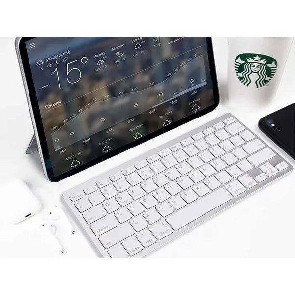 Vezeték nélküli Bluetooth billentyűzet, 78 billentyű, fehér, PC/Mac/iPad/Android