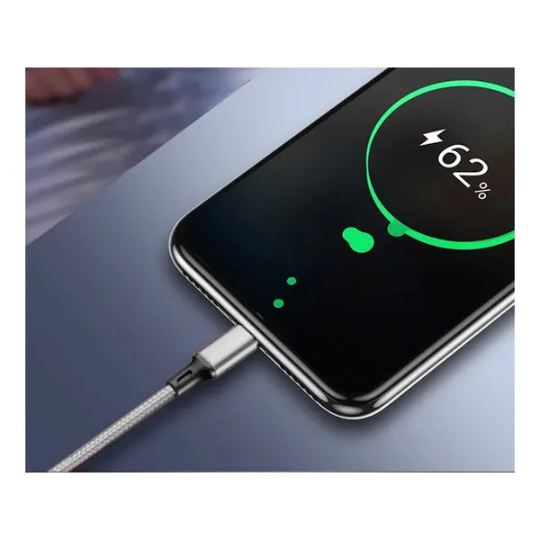 3 az 1-ben fonott USB töltőkábel, Lightning/Type-C/microUSB, 1,2 m