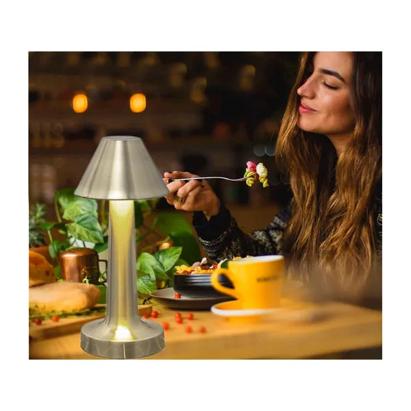 Érintésvezérelt LED éjjeli lámpa, 3 színhőfok, 1500 mAh, USB-töltés, réz