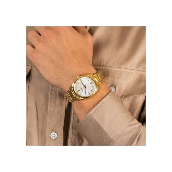 Seiko férfi karóra, aranyszínű acél, 40,2 mm, zafírüveg, WR100