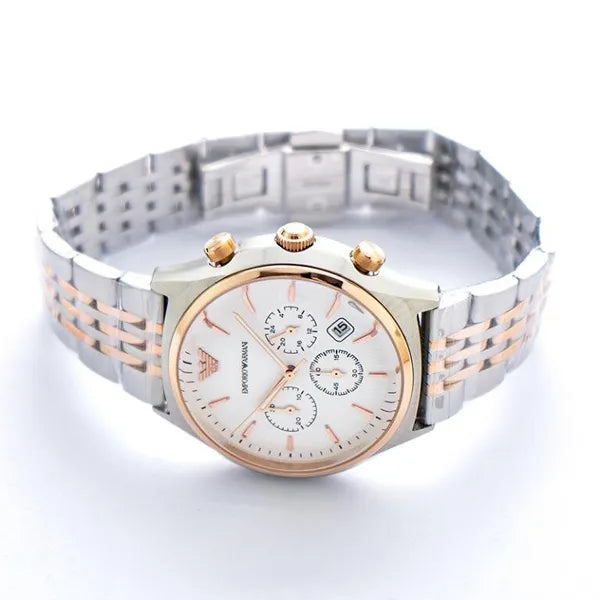 Emporio Armani AR1998 férfi kronográf karóra, acél/rozéarany, 43 mm