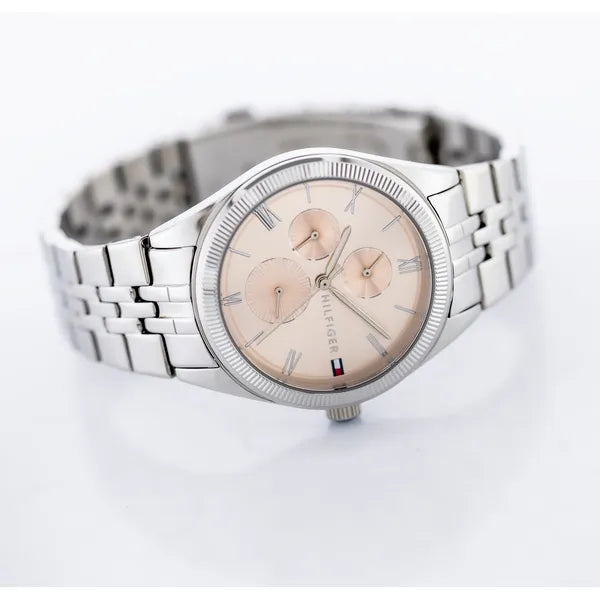 Tommy Hilfiger női óra, rozsdamentes acél, 38 mm, rózsaszín számlap, WR30