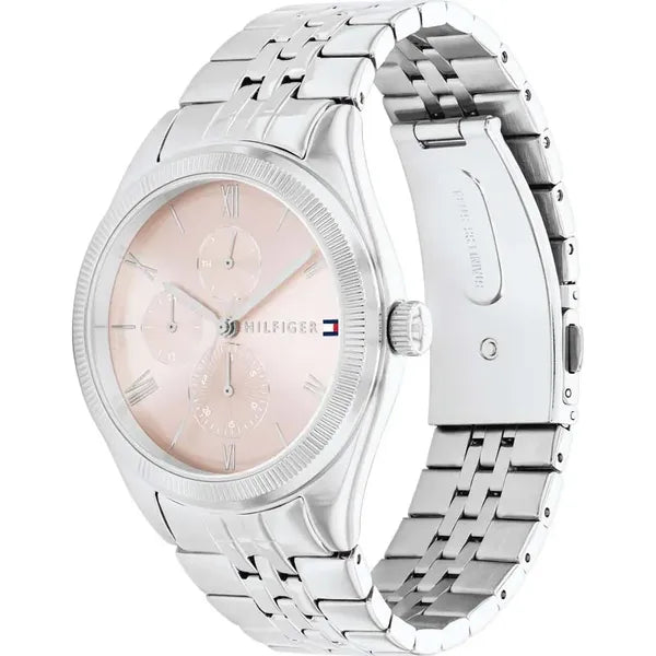 Tommy Hilfiger női óra, rozsdamentes acél, 38 mm, rózsaszín számlap, WR30