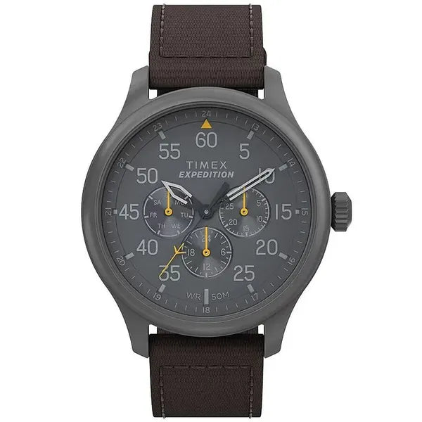 Timex Expedition férfi kronográf karóra, barna szövet szíj, szürke számlap