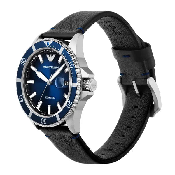Emporio Armani AR11516 férfi búváróra kék számlap, ezüst tok, WR100