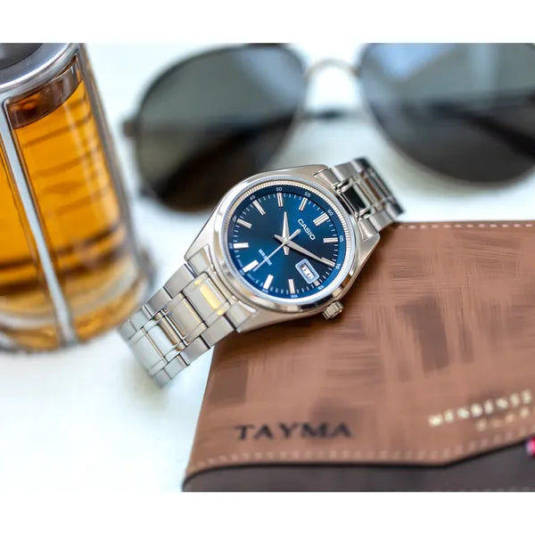 Casio MTP-B180D-2A férfi karóra, rozsdamentes acél, kék számlap, WR50