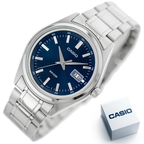 Casio MTP-B180D-2A férfi karóra, rozsdamentes acél, kék számlap, WR50