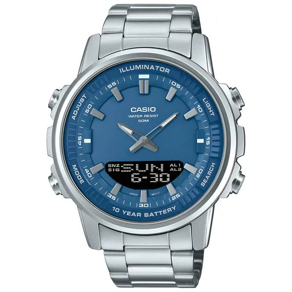 Casio AMW-880D-2A1 férfi karóra, kék számlap, acél szíj, WR50