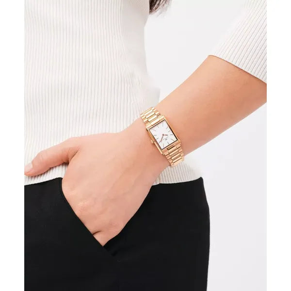 Daniel Wellington női téglalap karóra, rózsaarany acél, kvarc, 22 mm