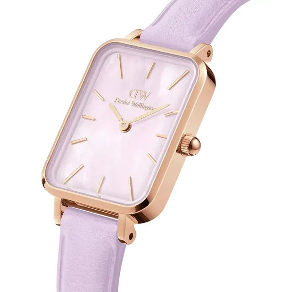 Daniel Wellington Quadro női karóra, 20 mm, rózsaarany tok, levendula bőrszíj