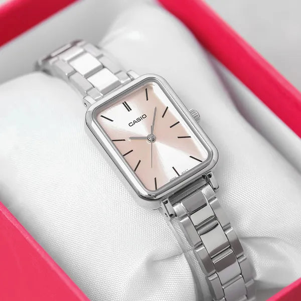 Casio LTP-V009D-4E női karóra, acél szíj, rózsaszín gyöngyház számlap, WR30