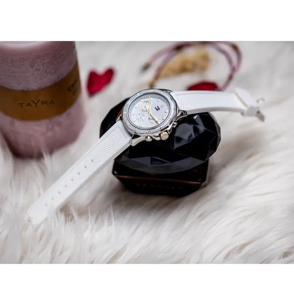 Tommy Hilfiger Brooklyn női karóra, fehér szilikon szíj, 41 mm, 5 ATM