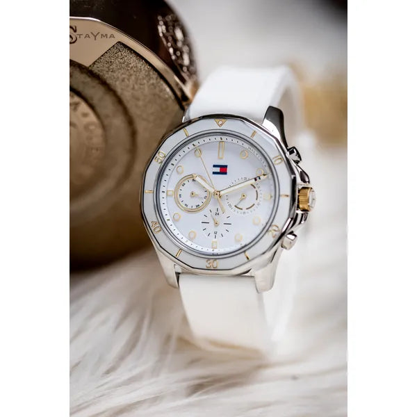 Tommy Hilfiger Brooklyn női karóra, fehér szilikon szíj, 41 mm, 5 ATM