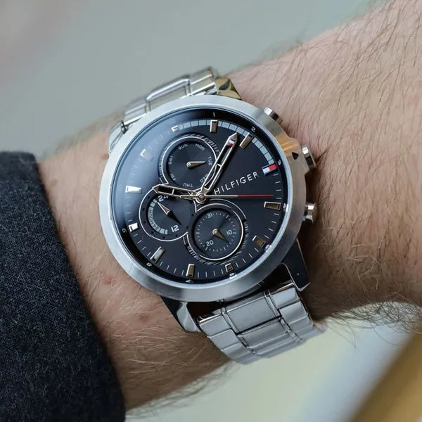 Tommy Hilfiger Jameson férfi karóra, 46 mm, ezüst acél, 5 ATM