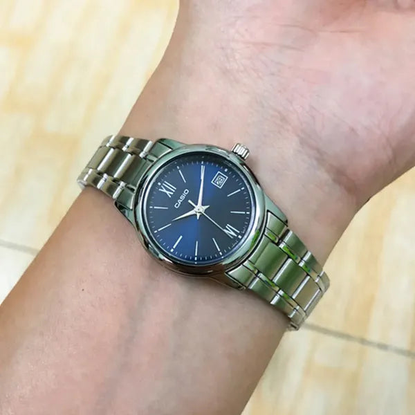 Casio női karóra LTP-V002D-2B3UDF, rozsdamentes acél, dátum, WR30
