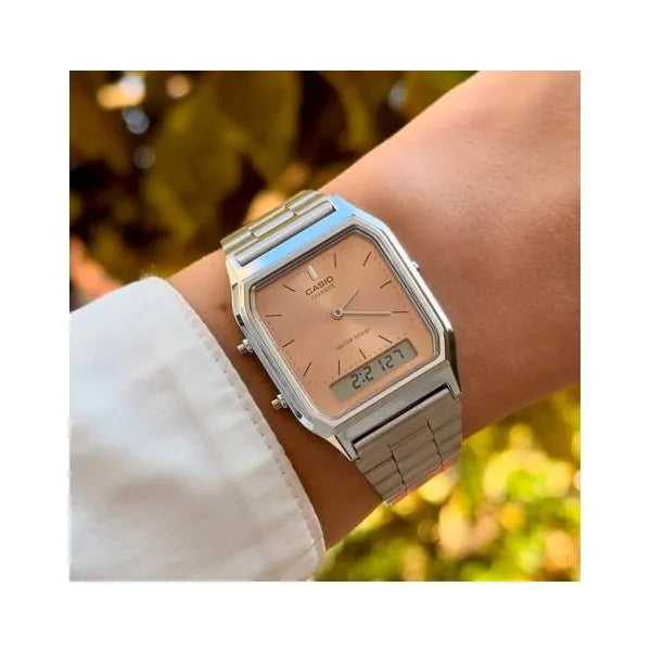 Casio Unisex Vintage AQ-230A analog-digitális karóra, acél, WR30, 38 mm