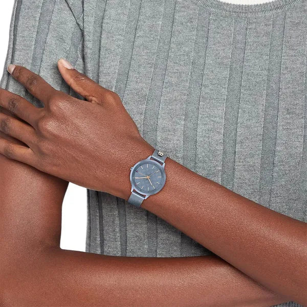 Tommy Hilfiger Iris 36 mm női karóra, kék mesh szíj, rózsaarany index