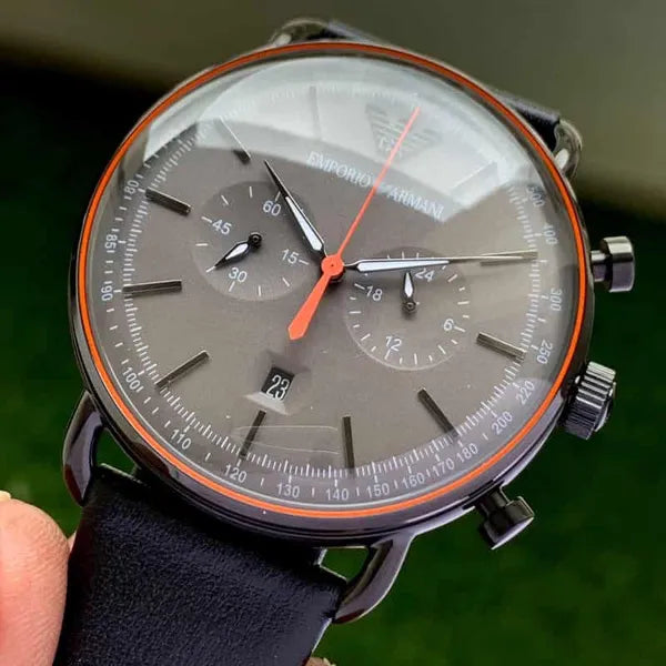 Emporio Armani AR11168 férfi óra, 44 mm kvarc kronográf, bőr szíj