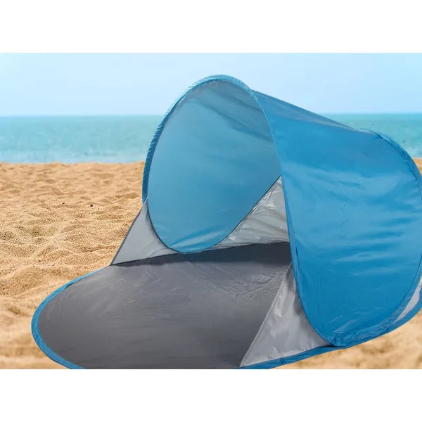 Önmagát felállító strandsátor UV-védelemmel, nagy, kék-szürke