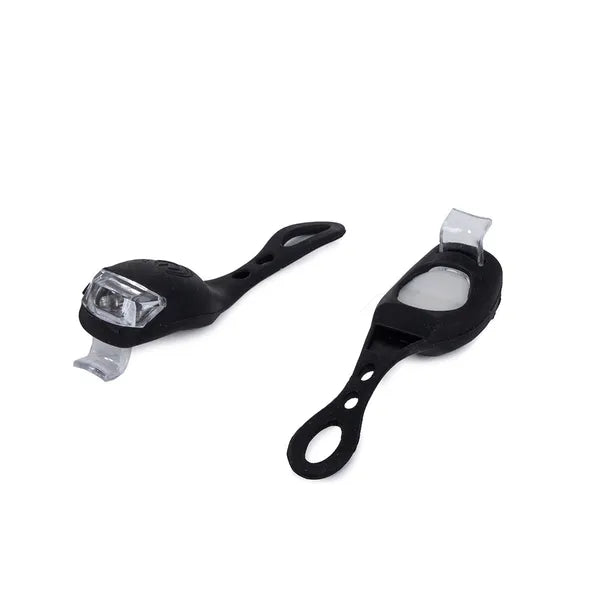 2 db szilikon első kerékpár lámpa, 2 LED, vízálló, fekete