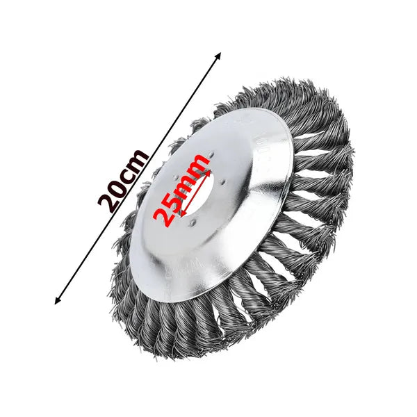 200 mm acél drótkefe fűkaszához, 25 mm furat, 10000 rpm