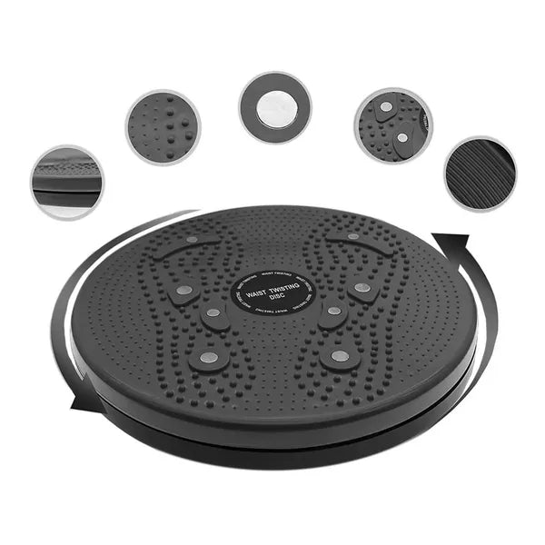Mágneses 360° fitness twister lábmasszírozó korong, fekete, 24,5 cm