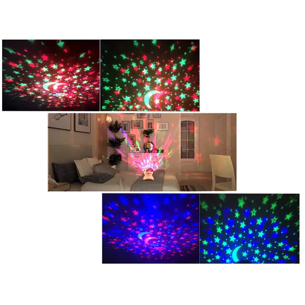 Csillagprojektor éjjeli LED fény Bluetooth hangszóróval, USB/microSD, 10 W