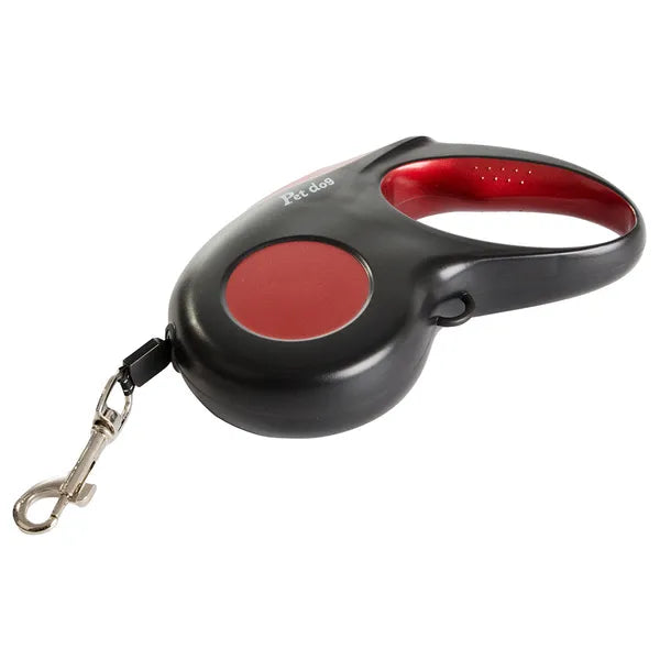 Automata kutyapóráz 5 m, 15 kg-ig, piros, visszahúzó zárral