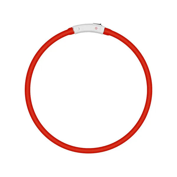 LED világító nyakörv kutyáknak és macskáknak, vízálló, USB, 41-47 cm, piros