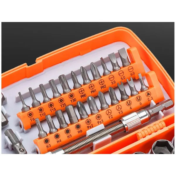 Torx és dugókulcs bitkészlet 38 részes, 5-14 mm, 1/4″ racsnival