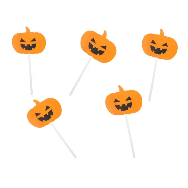 Halloween tortadísz fa pálcán, 5 db, 12,5×5,3 cm, narancs