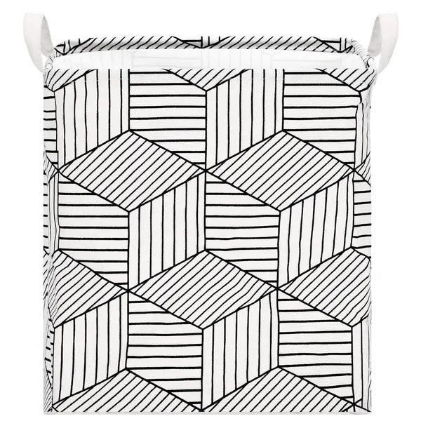 Skandináv mintás tároló kosár 35 l, vászon/pamut, 40×35×25 cm