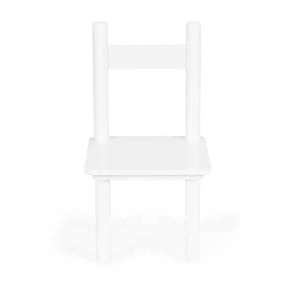 Gyerek asztal és 2 szék szett, fehér, skandináv stílus, fa lábakkal