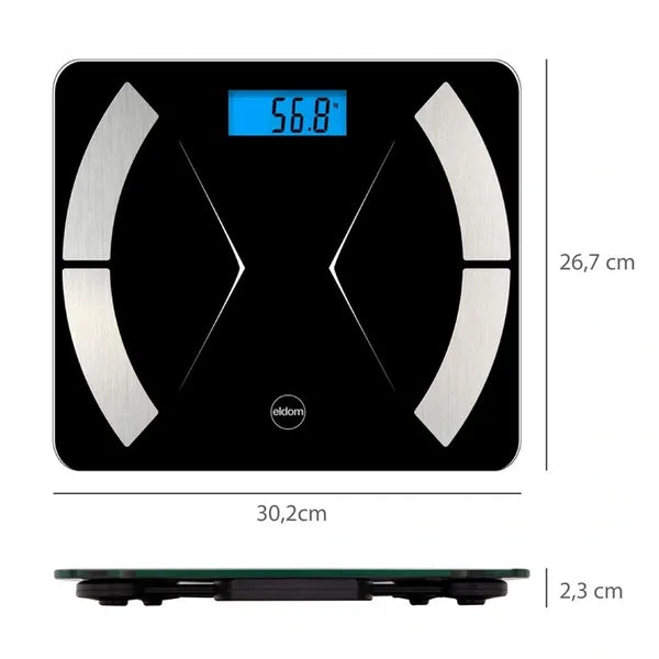 Eldom TWO500 okos Bluetooth fürdőszobai mérleg, 180 kg, fehér, app támogatás