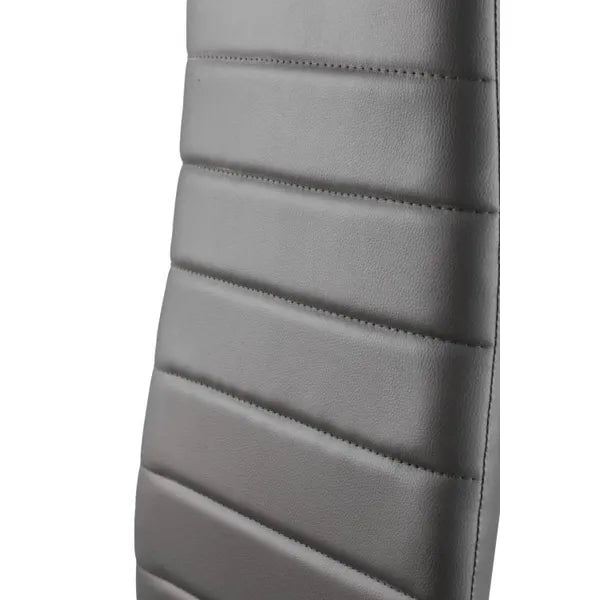 4 db szürke eco-bőr étkező- és nappaliszék szett fém lábakkal