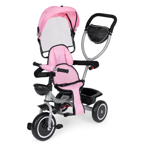 Ecotoys 2in1 tricikli babakocsi, forgatható ülés, rózsaszín