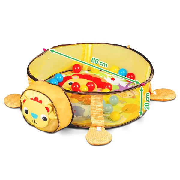 Oroszlán mintás fejlesztő játszószőnyeg babáknak, 30 labda, 0+ hónap